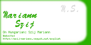 mariann szij business card
